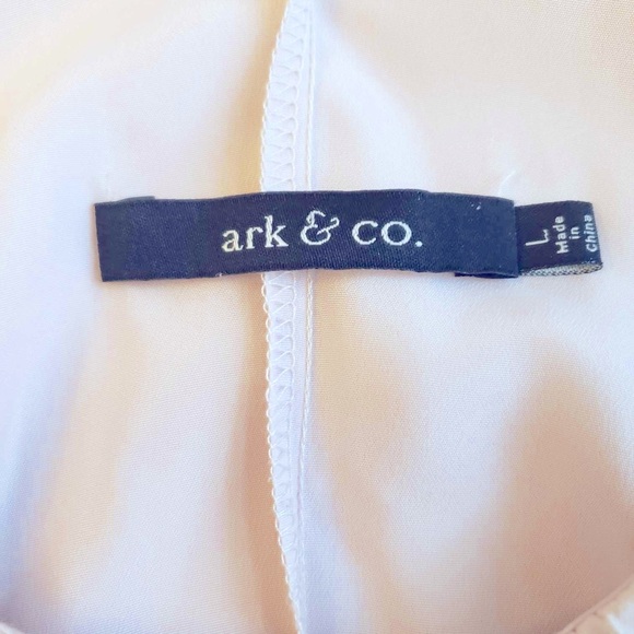 Peach Pleated Dress by Ark & Co. with Tie Back Closure and Beaded tassels Sz L - Picture 12 of 14